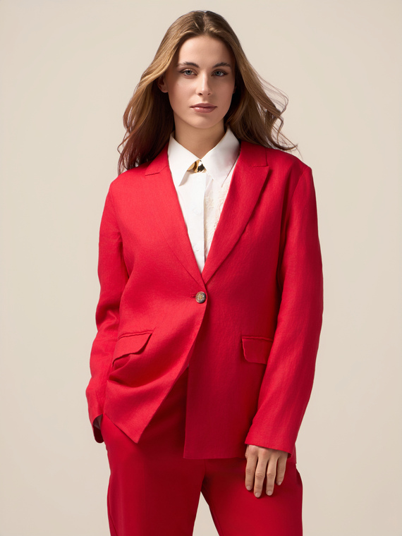 Blazer en lin à boutonnage simple