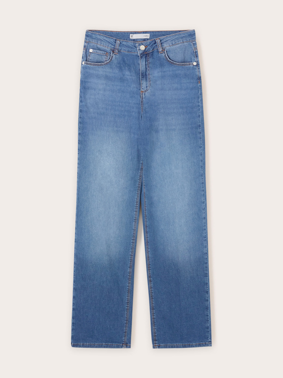 Jeans wide fit con piega stirata