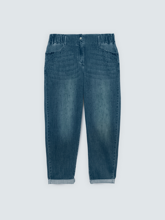 Balloon-Jeans mit Glitzersteinen