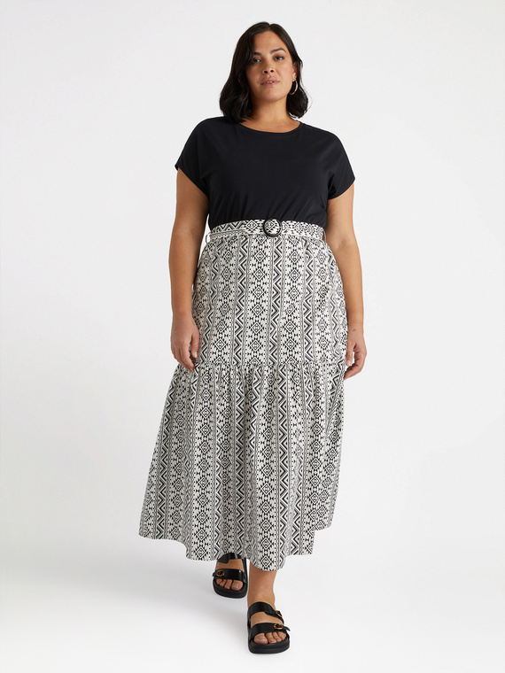 Dress in two fabrics