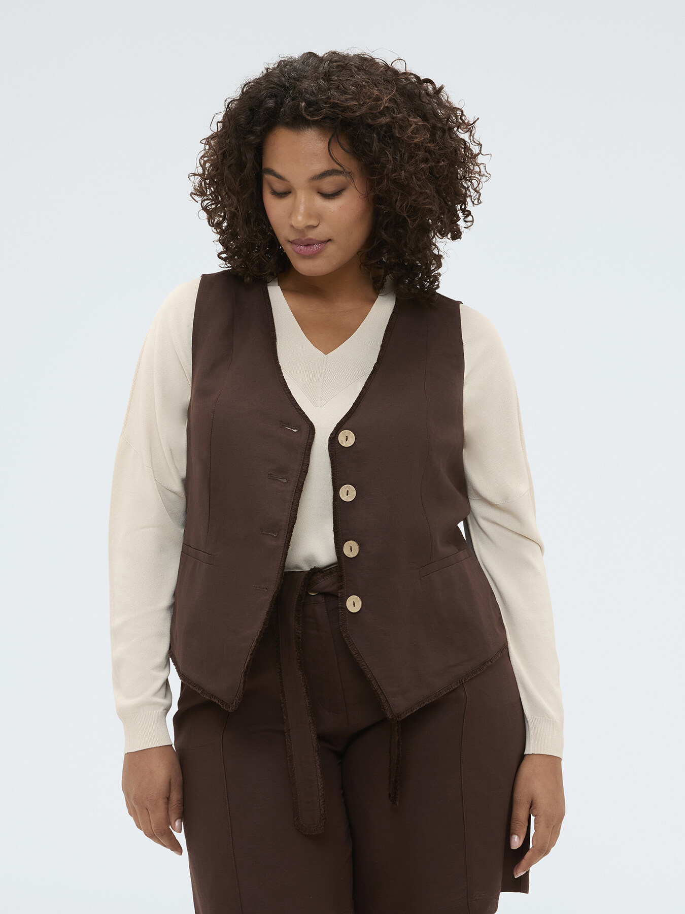 Linen and viscose blend vest image number 2