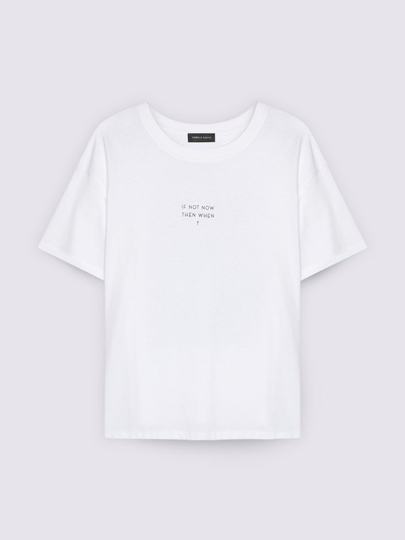 Baumwoll-Jersey-T-Shirt mit motivierendem Aufdruck