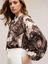 Poplin blouse with print and balloon sleeves image number 2