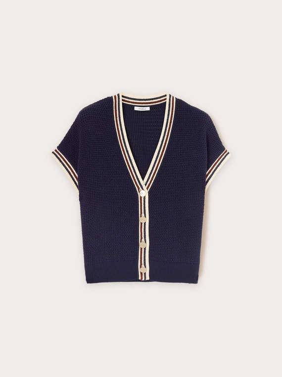Striped-edge knitted cardigan