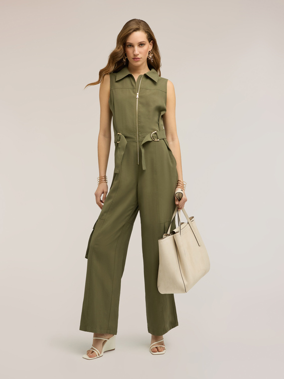 Long jumpsuit with cargo pockets