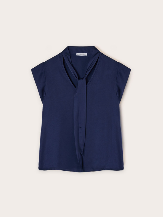 Blusa satin con fiocco