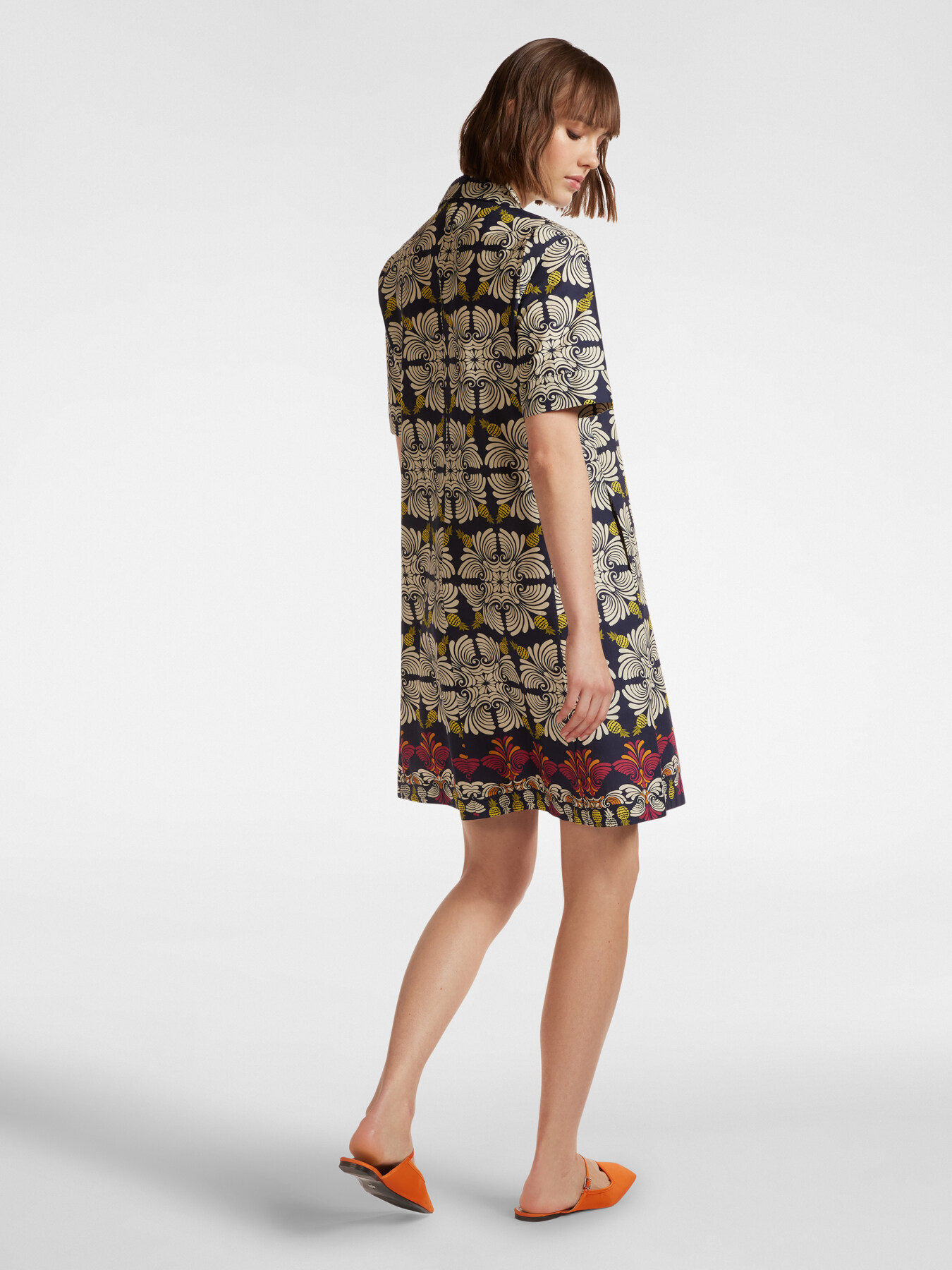 Printed dress in stretch cotton image number 1