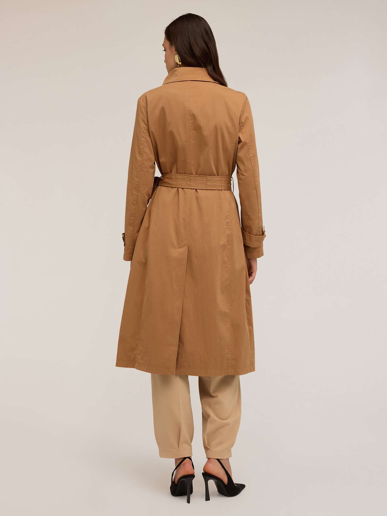 High-neck trench coat in technical fabric image number 1
