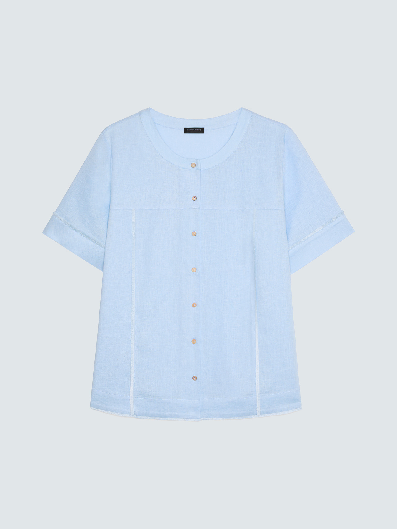 Camicia girocollo in misto lino e viscosa image number 4