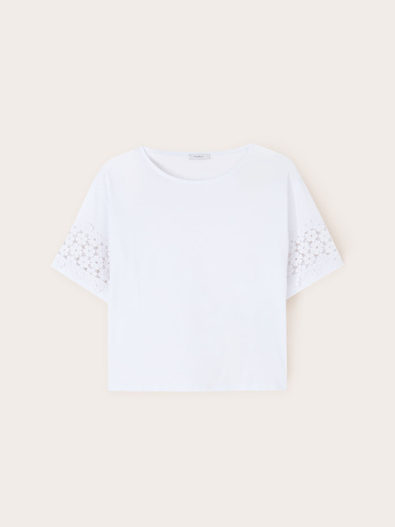 T-shirt avec manches effet crochet