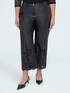 Cropped-Hose aus beschichtetem Stoff mit Blumenmuster image number 2