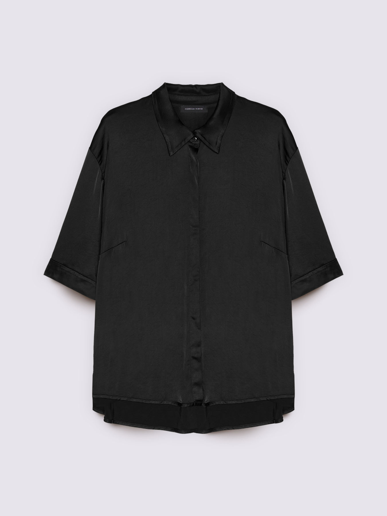 Stretch satin shirt with three-quarter sleeves image number 4