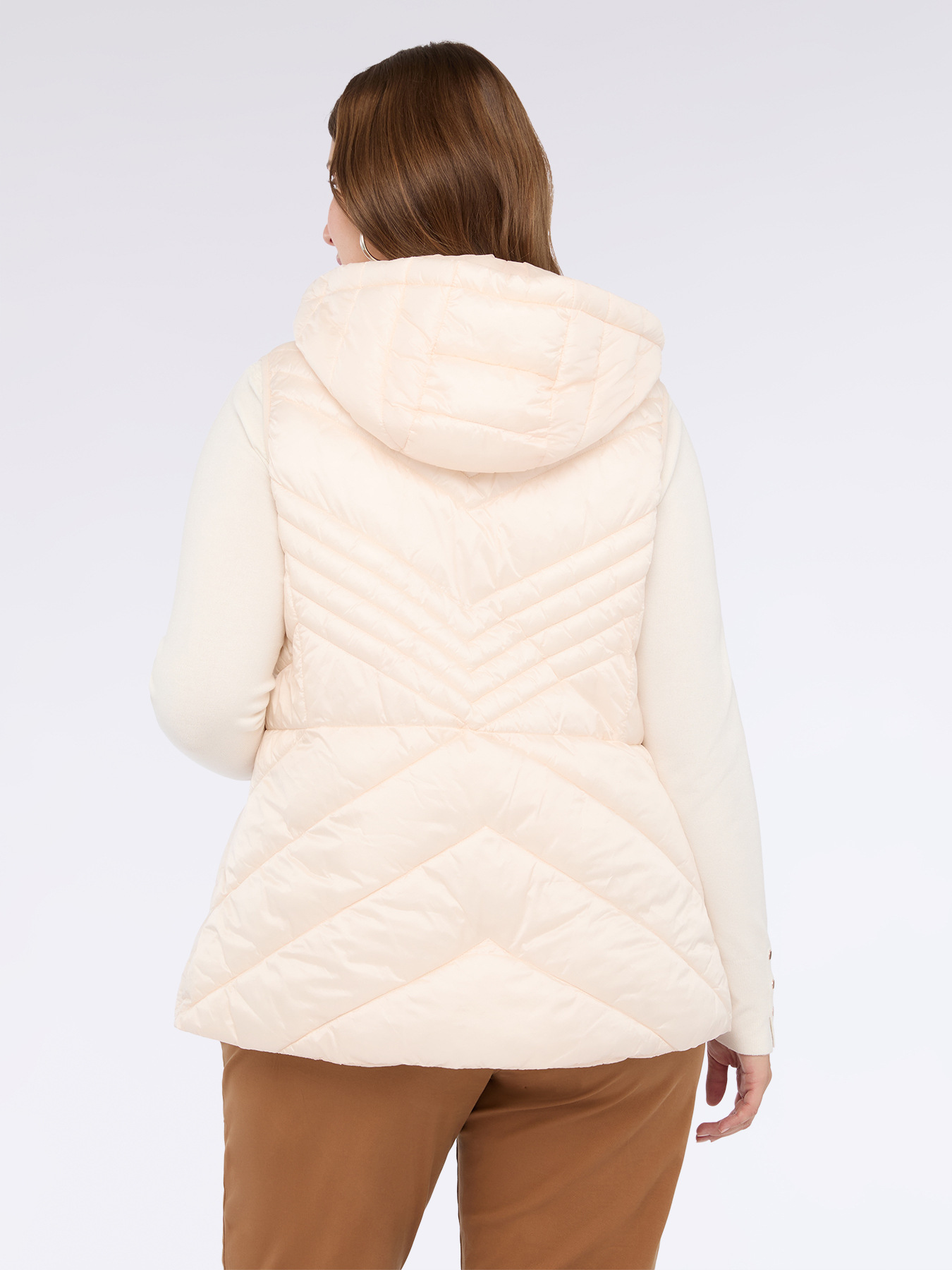 Sleeveless down jacket with hood and Sorona&reg; Aura padding image number 1