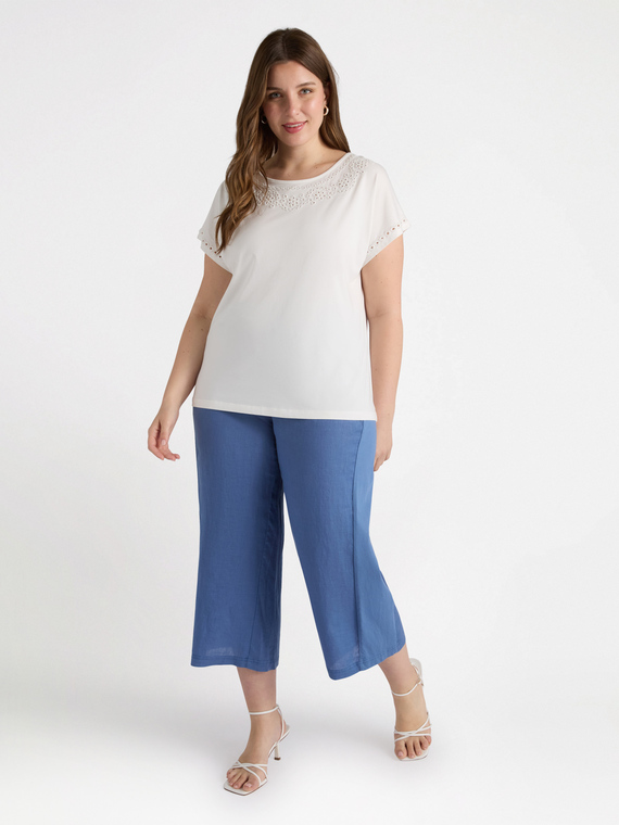 Linen and jersey trousers with laces