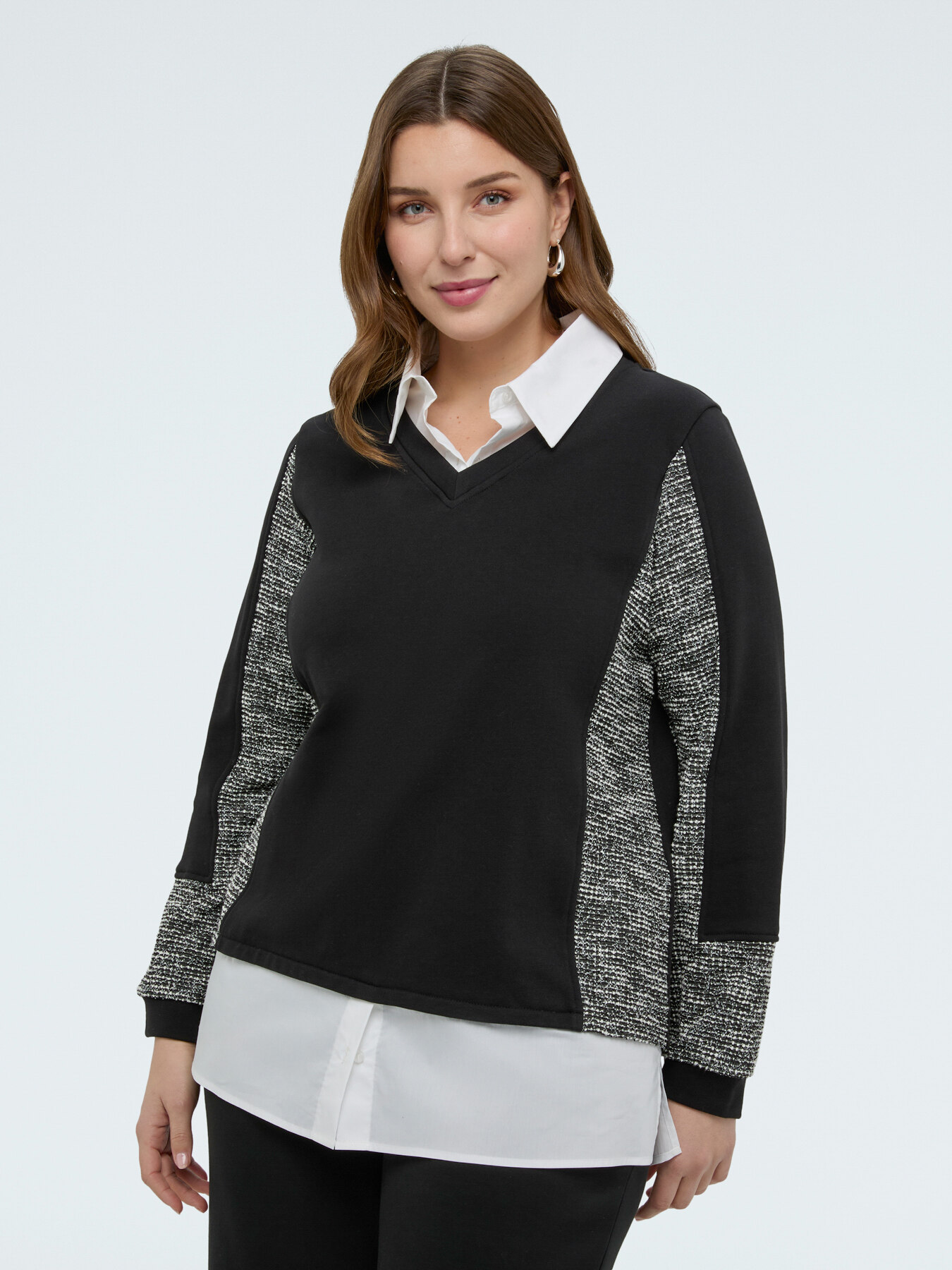 Felpa con dettaglio camicia image number 2