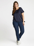 Jeggings lavaggio dark blue con profili dorati image number 3