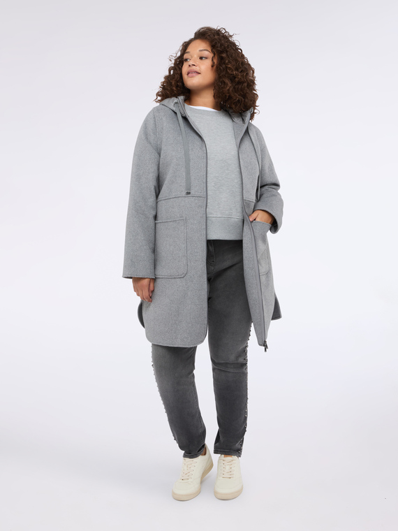 Mantel aus Wollmischung mit Kapuze aus Nylon