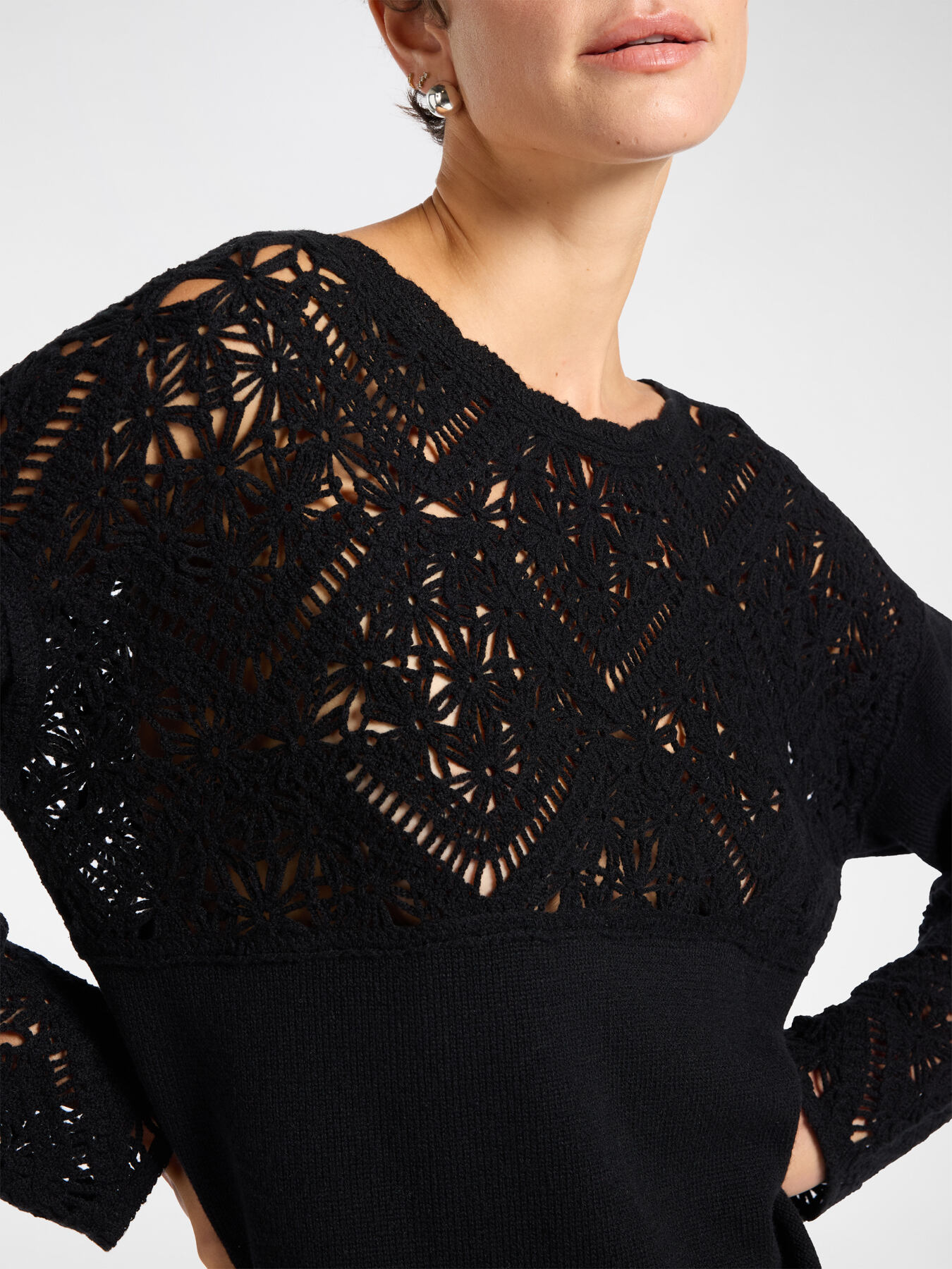 Sweater with lace inserts image number 3