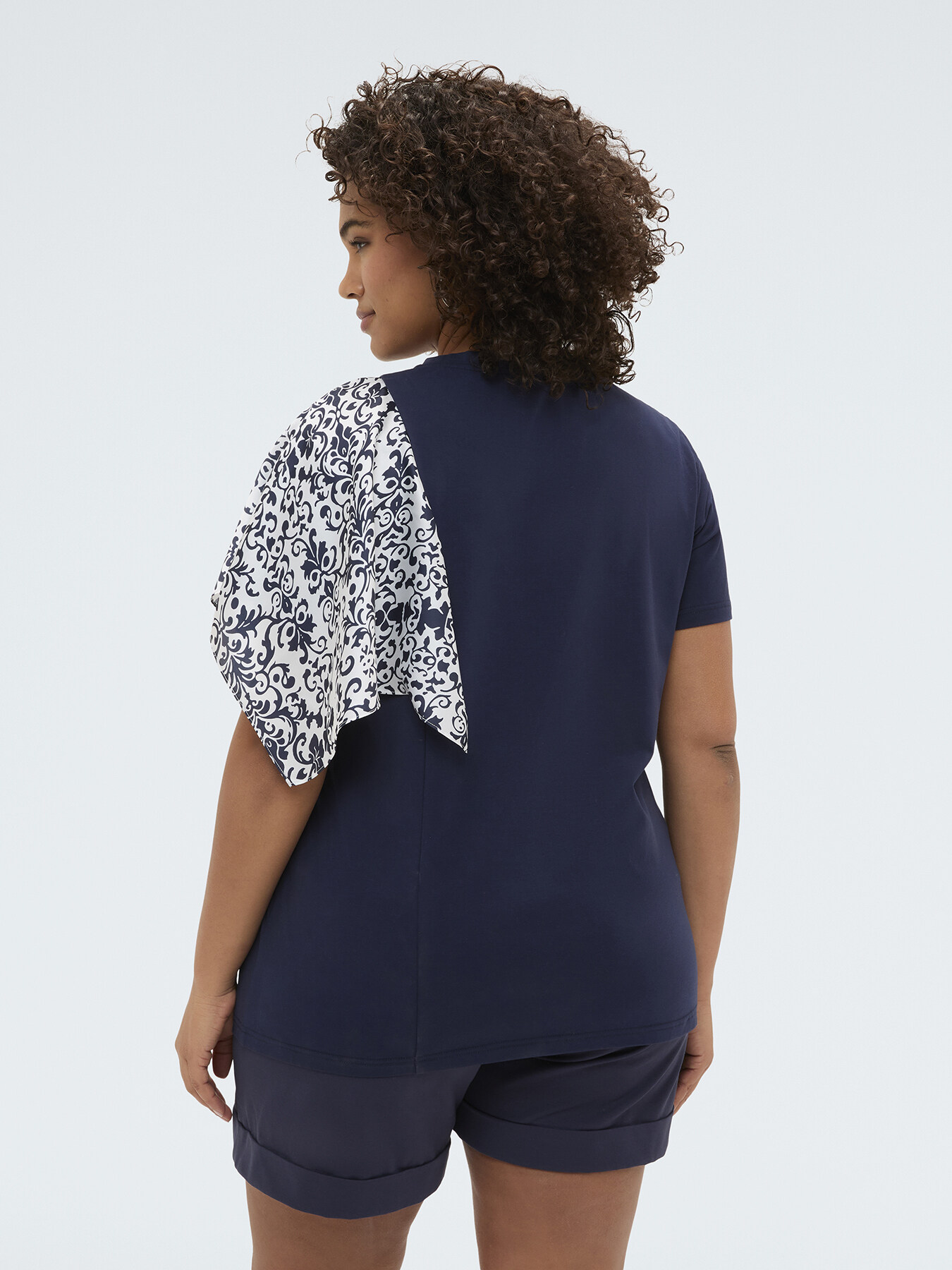Bi-material t-shirt with printed sleeve image number 3