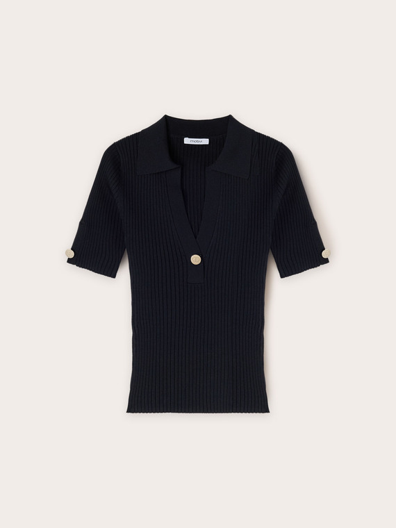 Polo in maglia a coste