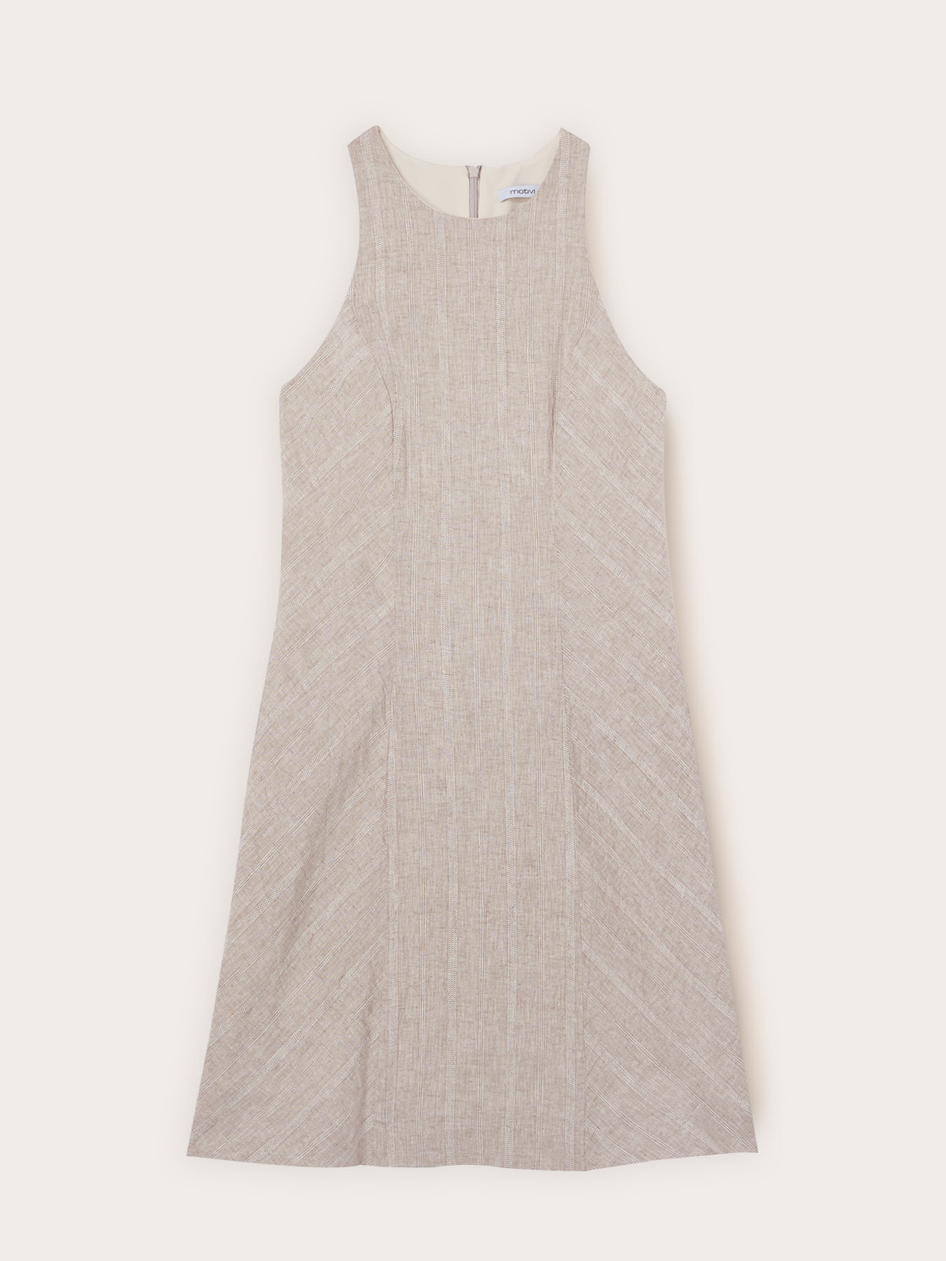 Kurzes Kleid aus Leinen-Mischgewebe mit Garnf&auml;rbung image number 4