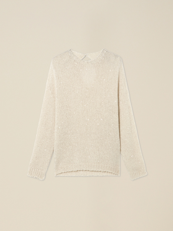 Maglia misto mohair con micro paillettes