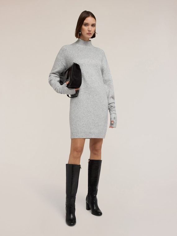 Regular knit dress with rhinestones