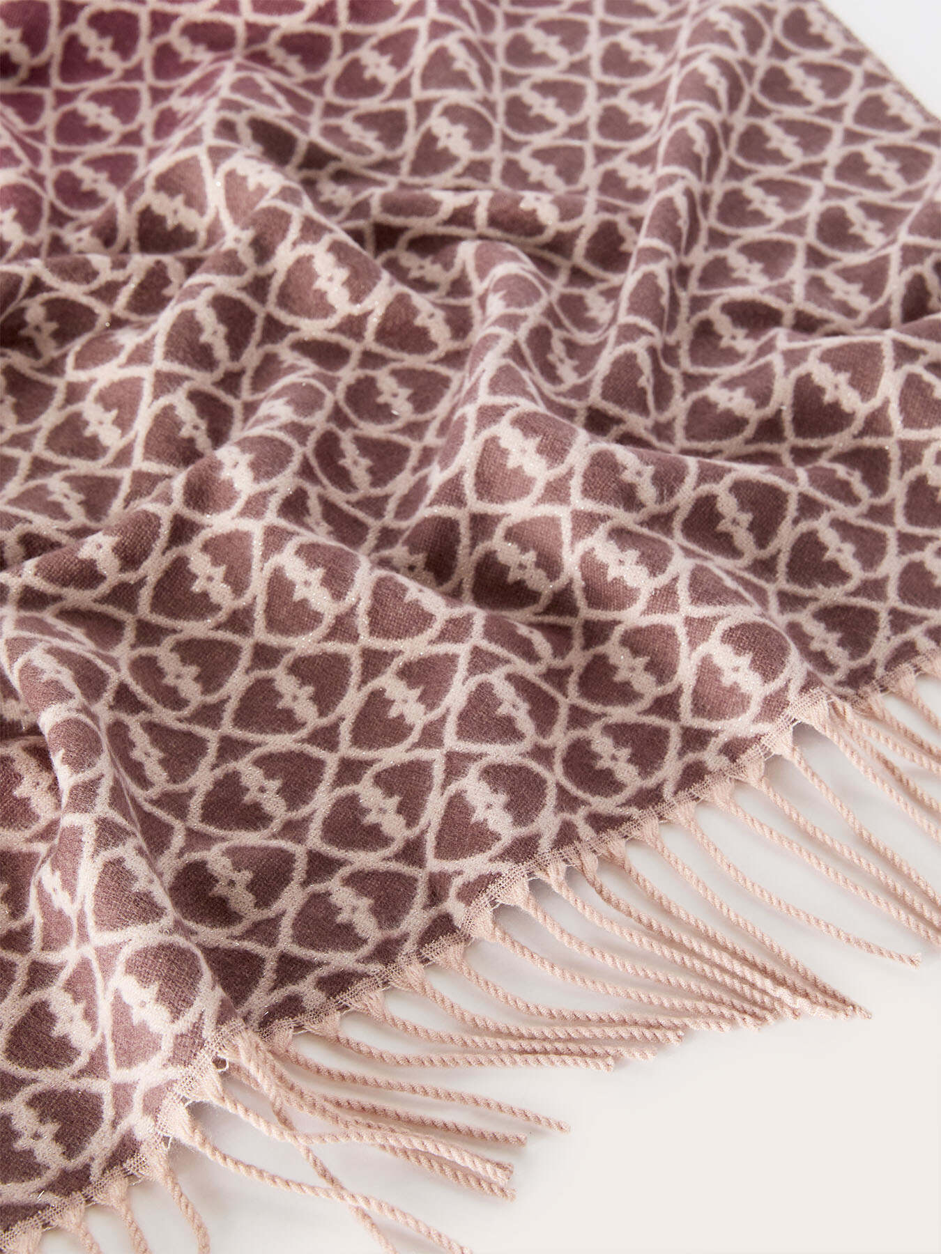 Long jacquard scarf with fringes image number 2