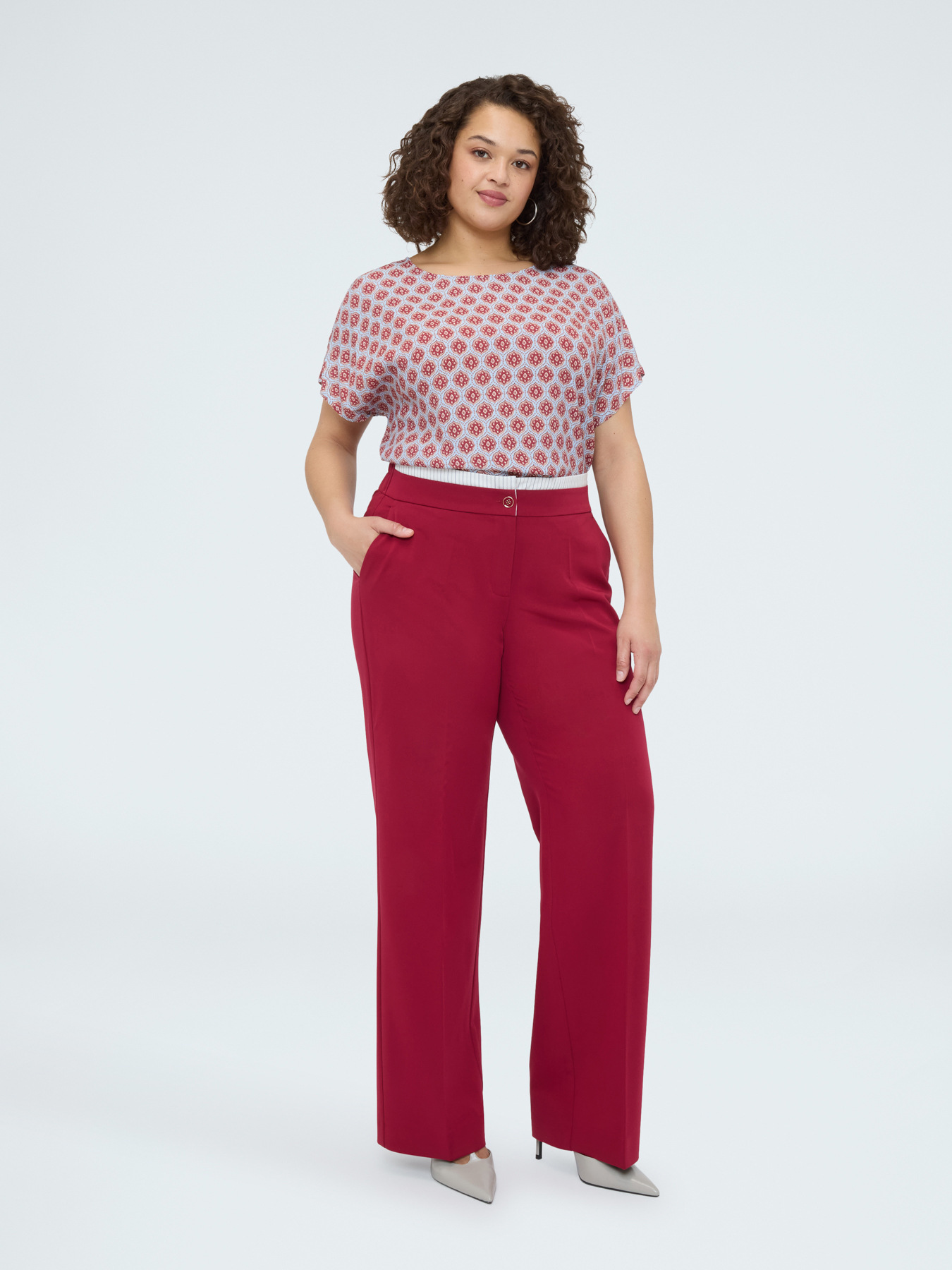 Blusa kimono con stampa geometrica image number 2