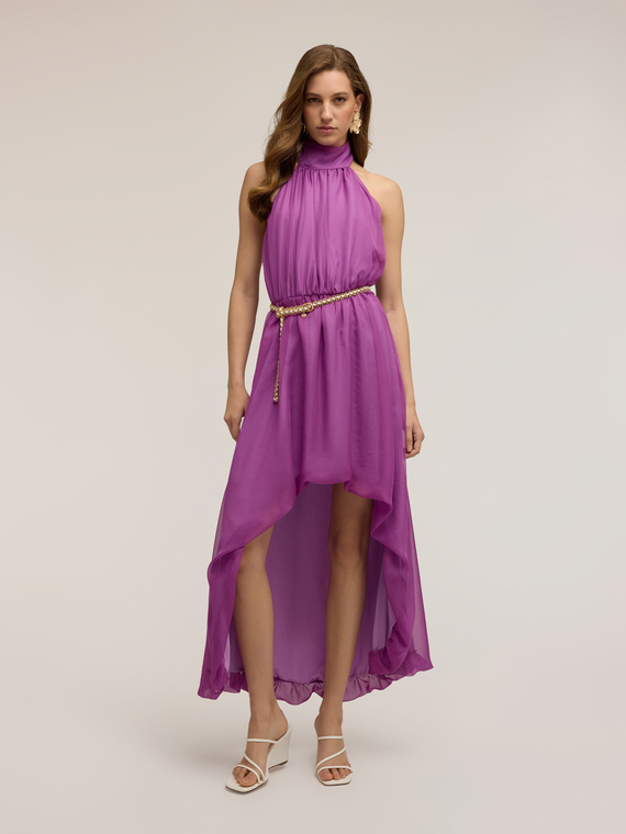 Asymmetrisches langes Kleid mit freiem R&uuml;cken