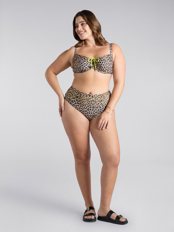 Bikini mit Makula-Print und fluoreszierenden Details