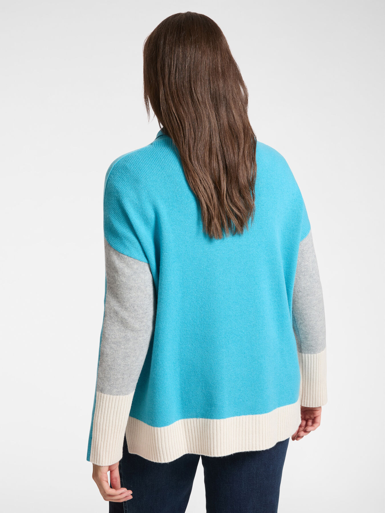 Color block wool sweater image number 1