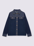 Strickjacke mit Denim-Details und Glanzpunkten image number 4