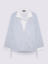 Two-material shirt with contrasting collar image number 4