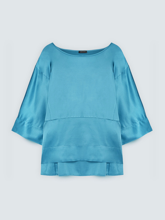Bluse aus Satin mit Carr&eacute;-Ausschnitt