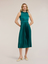 Pleated satin flare dress image number 2