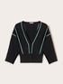 Cardigan corto in maglia a righe image number 4