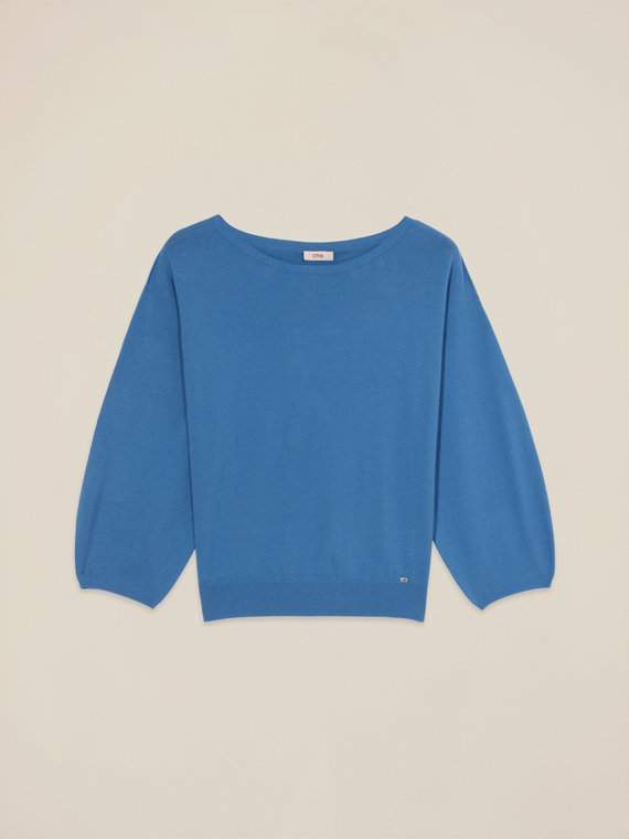 Viscose blend sweater with boat neck