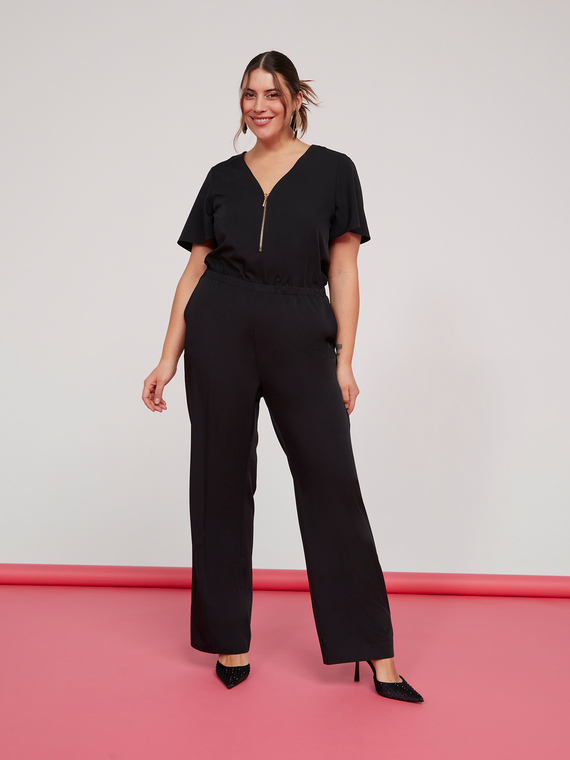 Overall Jumpsuit mit Reißverschluss vorn