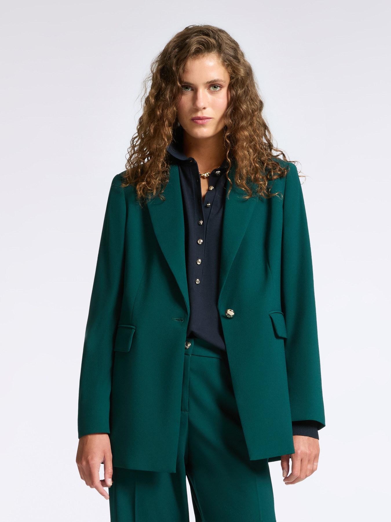 Blazer monopetto in tessuto crêpe image number 0