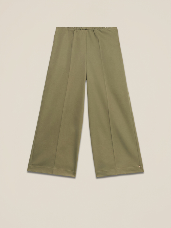 Pantalones palazzo cropped de mezcla de algodón