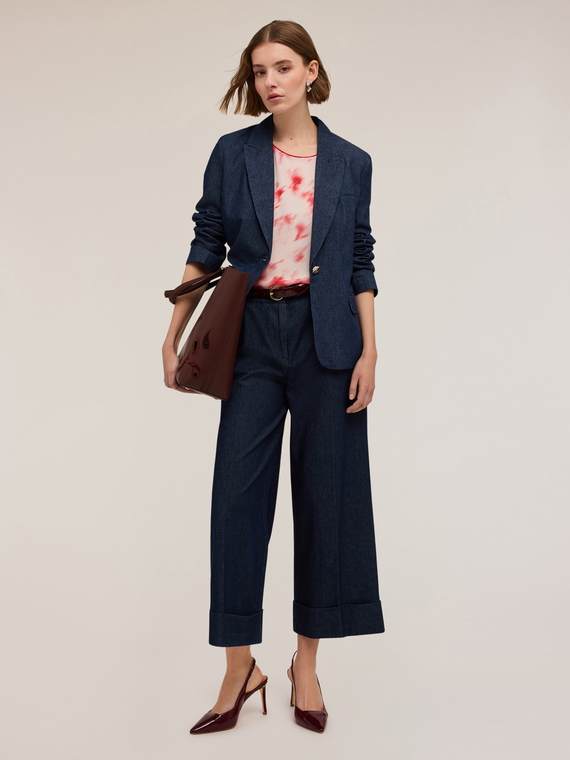 Single-breasted lyocell blend denim blazer