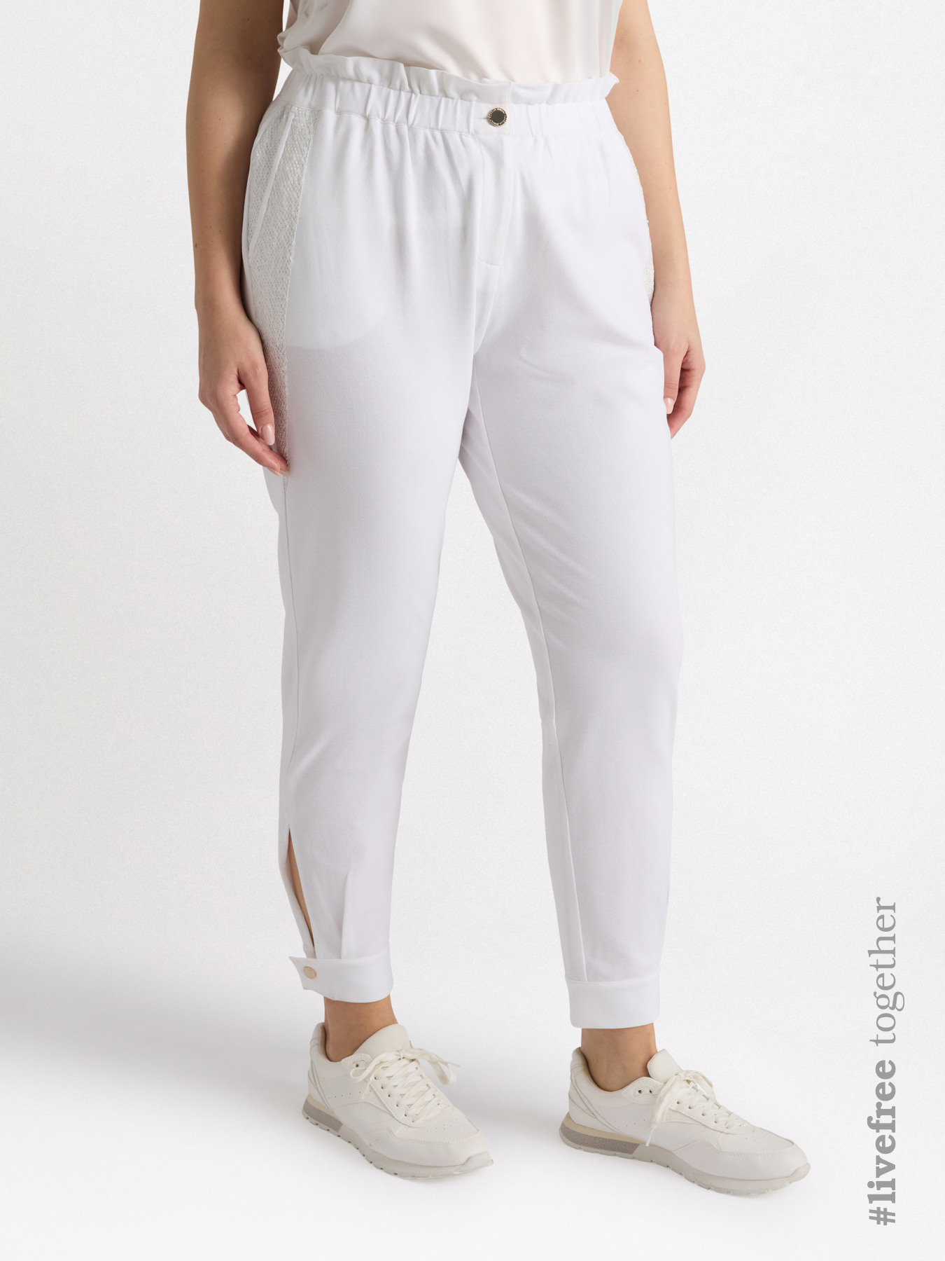 Trousers with embroidered mesh trims image number 0