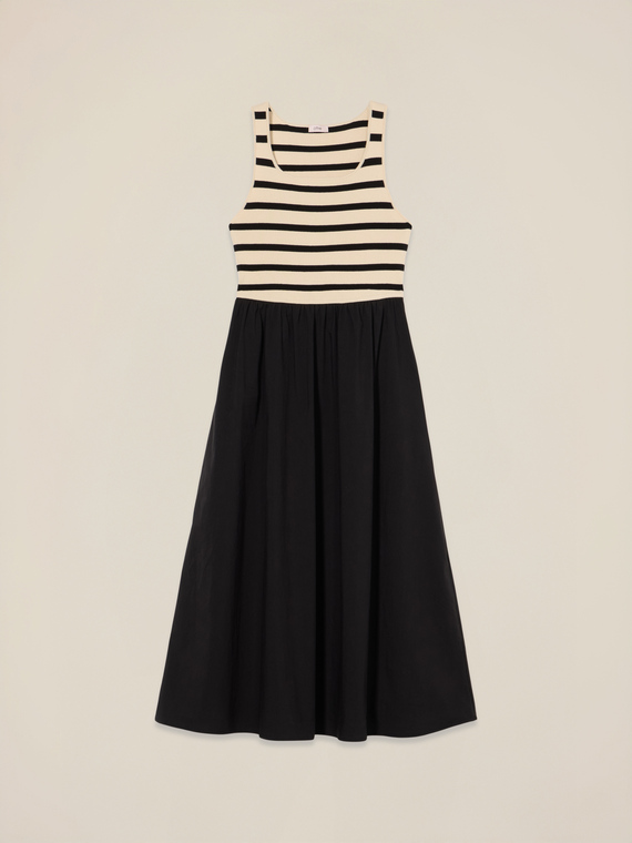 Robe longue avec partie rayée