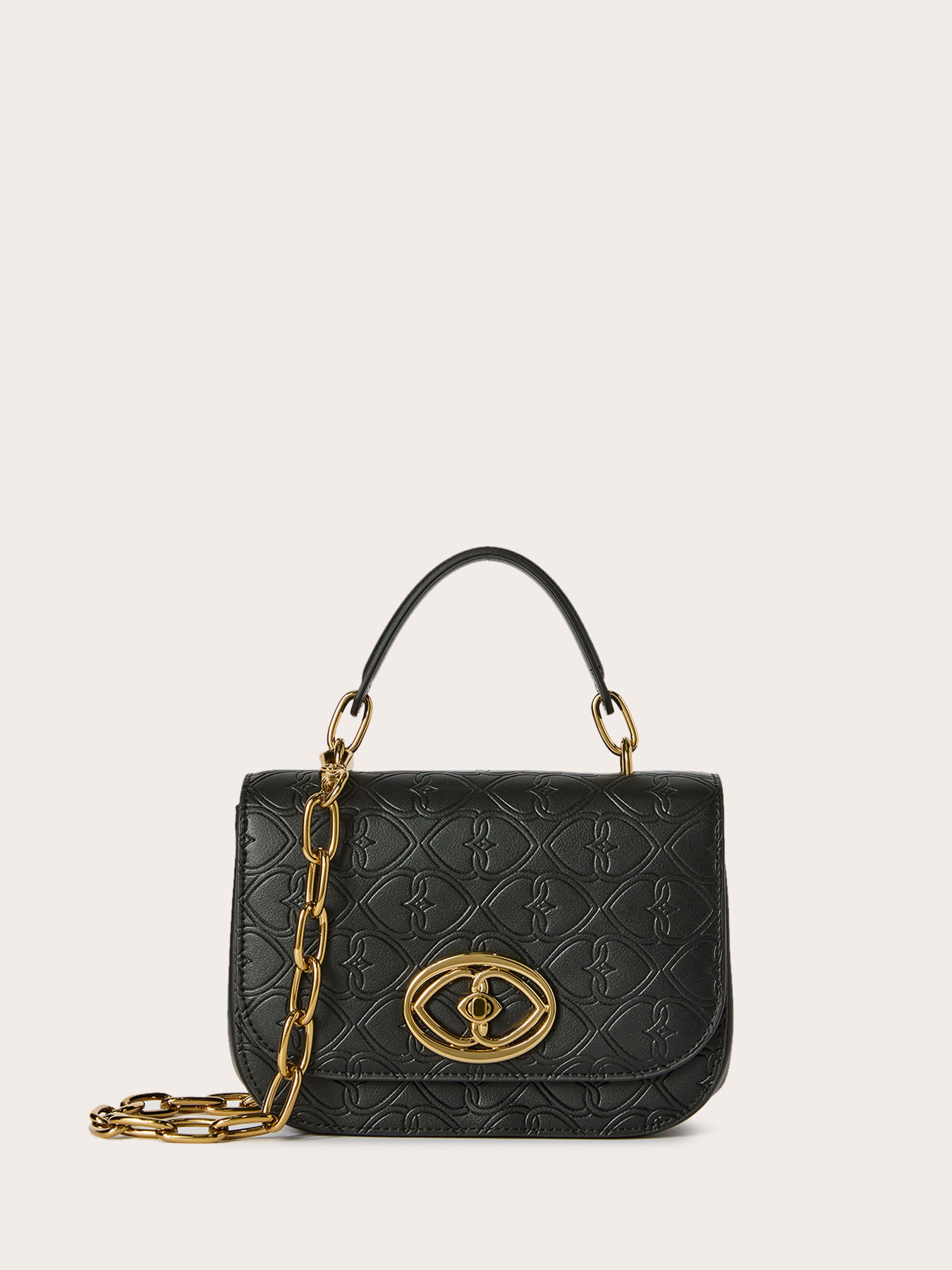 Shoulder bag in coated fabric with embossed print image number 1