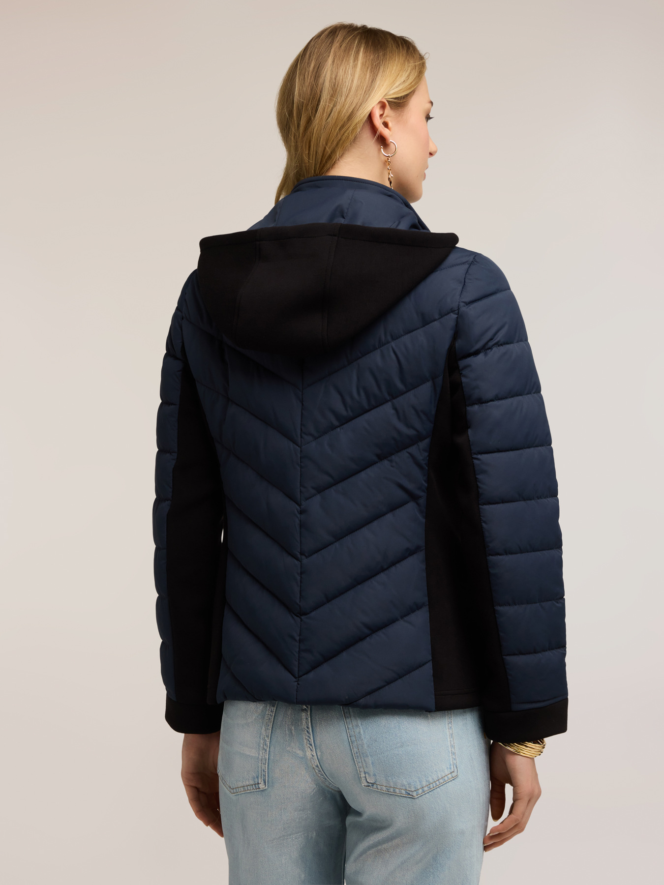 Lightweight bi-material down jacket image number 1