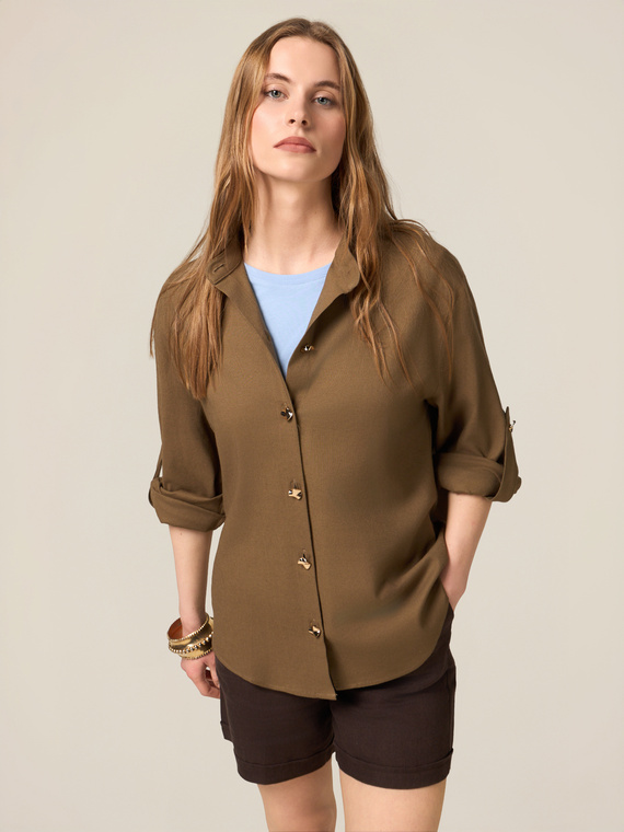 Linen blend shirt jacket