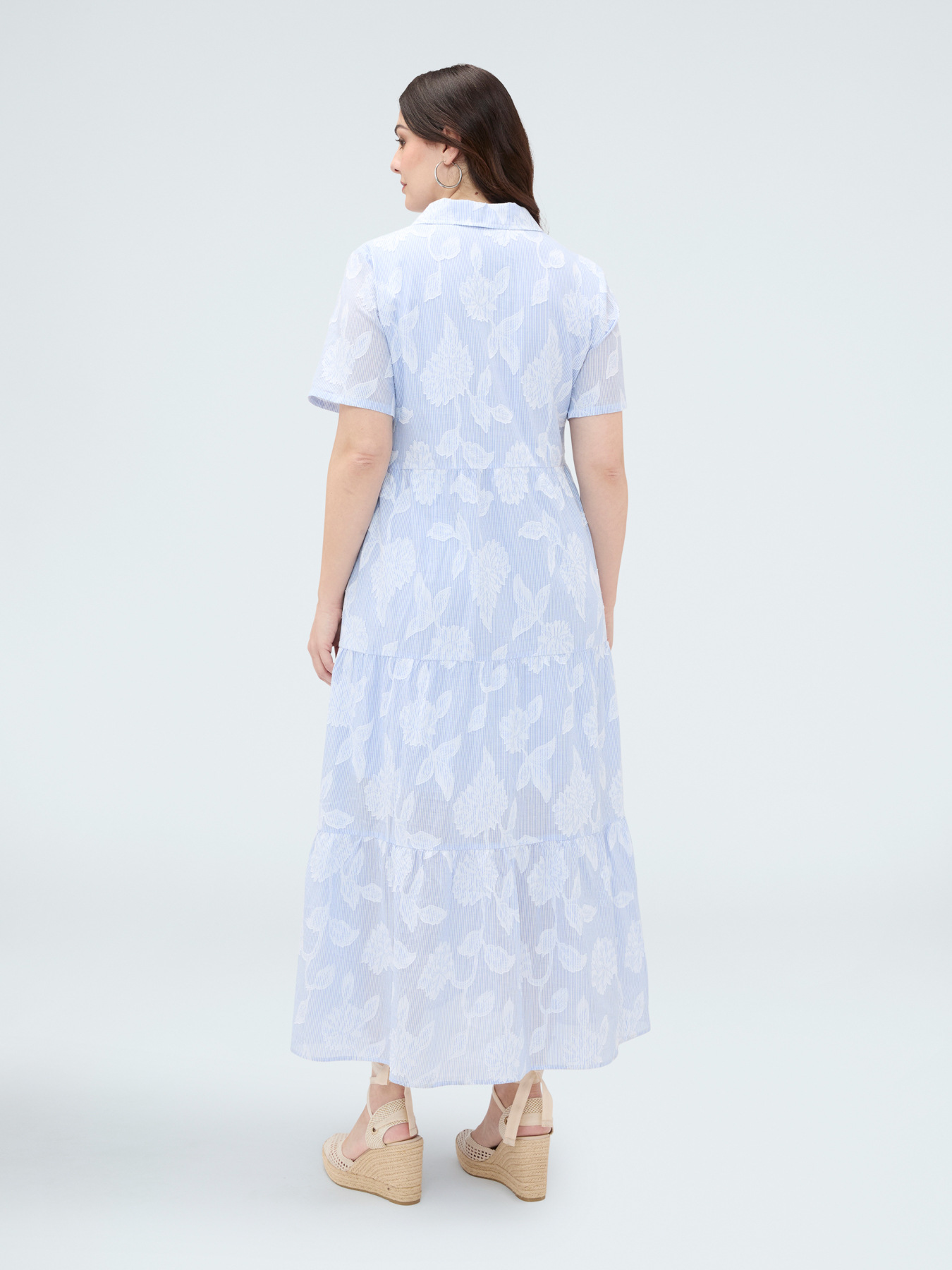 Robe longue chemise en coton jacquard image number 2