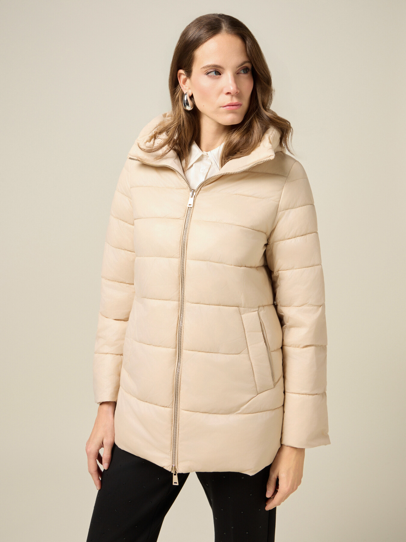 Midi down jacket with hood image number 0