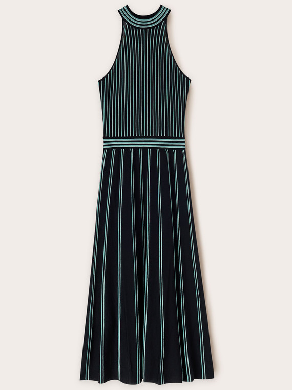 Robe à rayures en maille à effet plissé